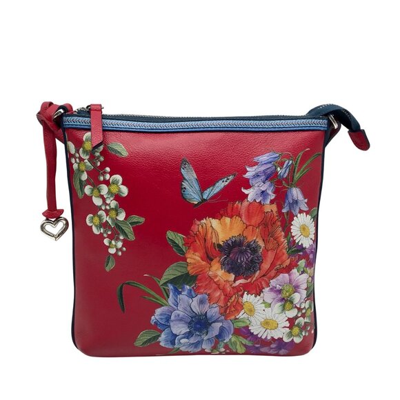 Brighton Red Leather Blossom Hill Rouge Scarlet Crossbody Bag - Picture 1 of 11